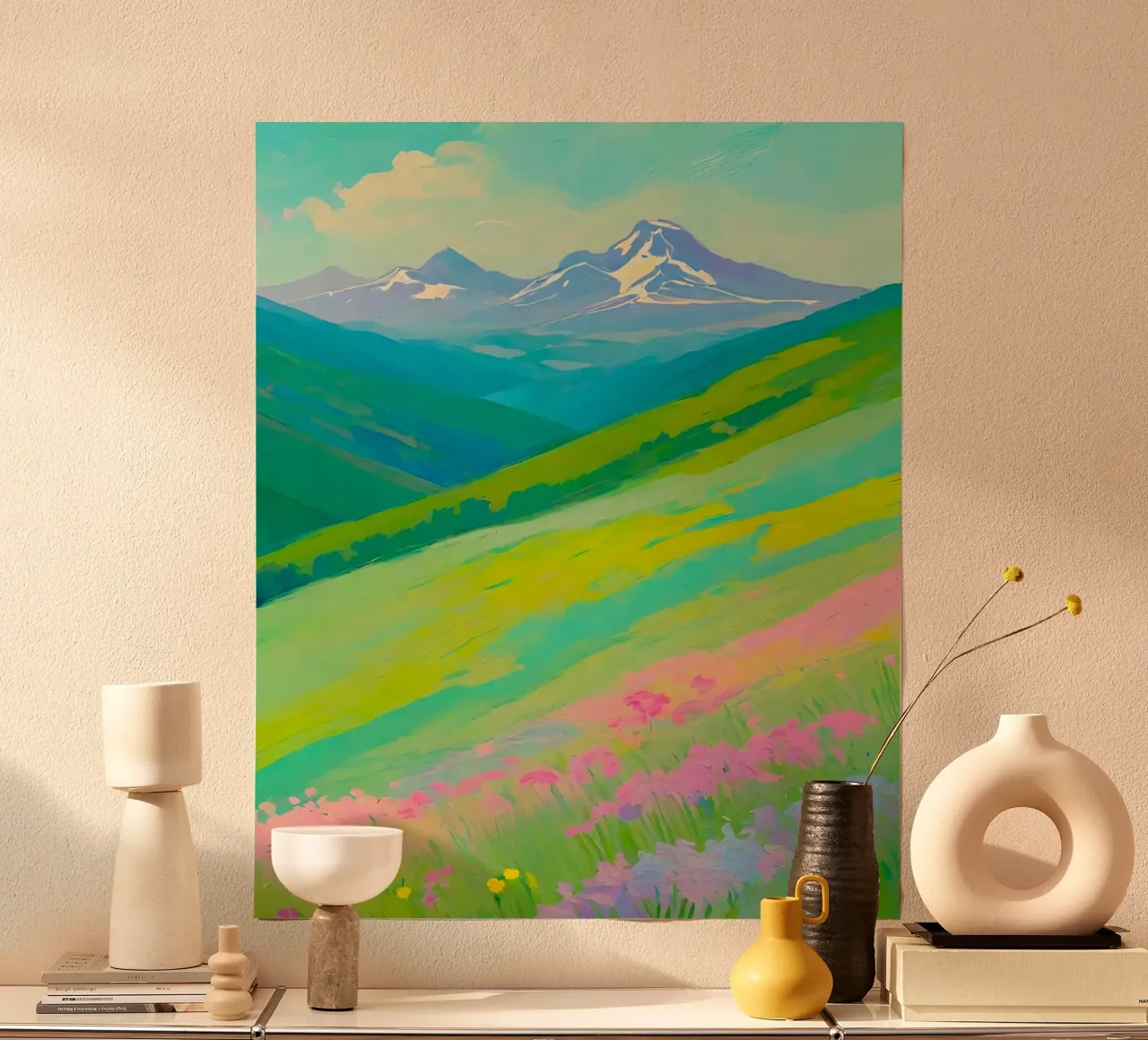 mountains snow hills poster con telaio in alluminio da mip of map