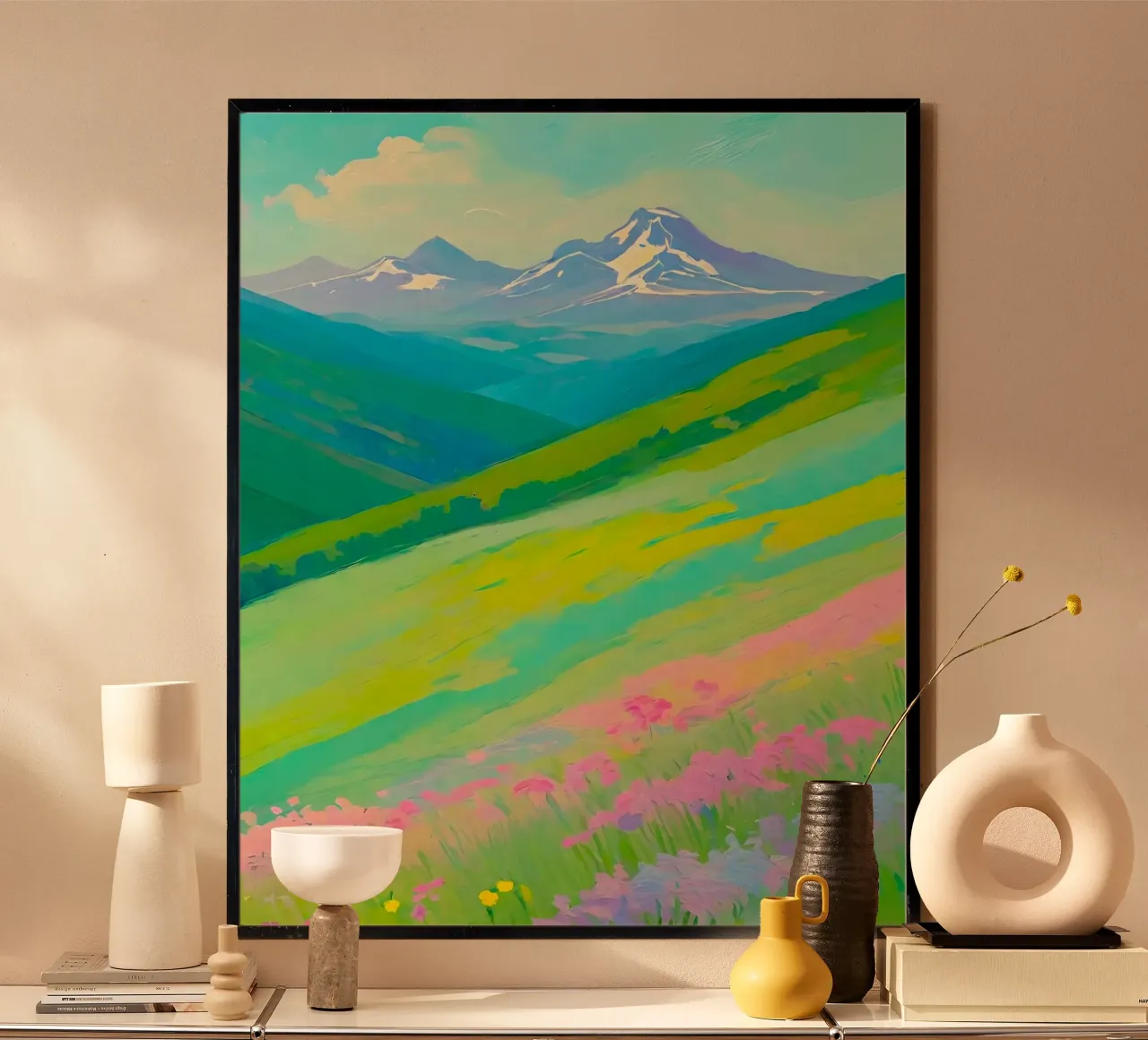 mountains snow hills poster con telaio in alluminio da mip of map