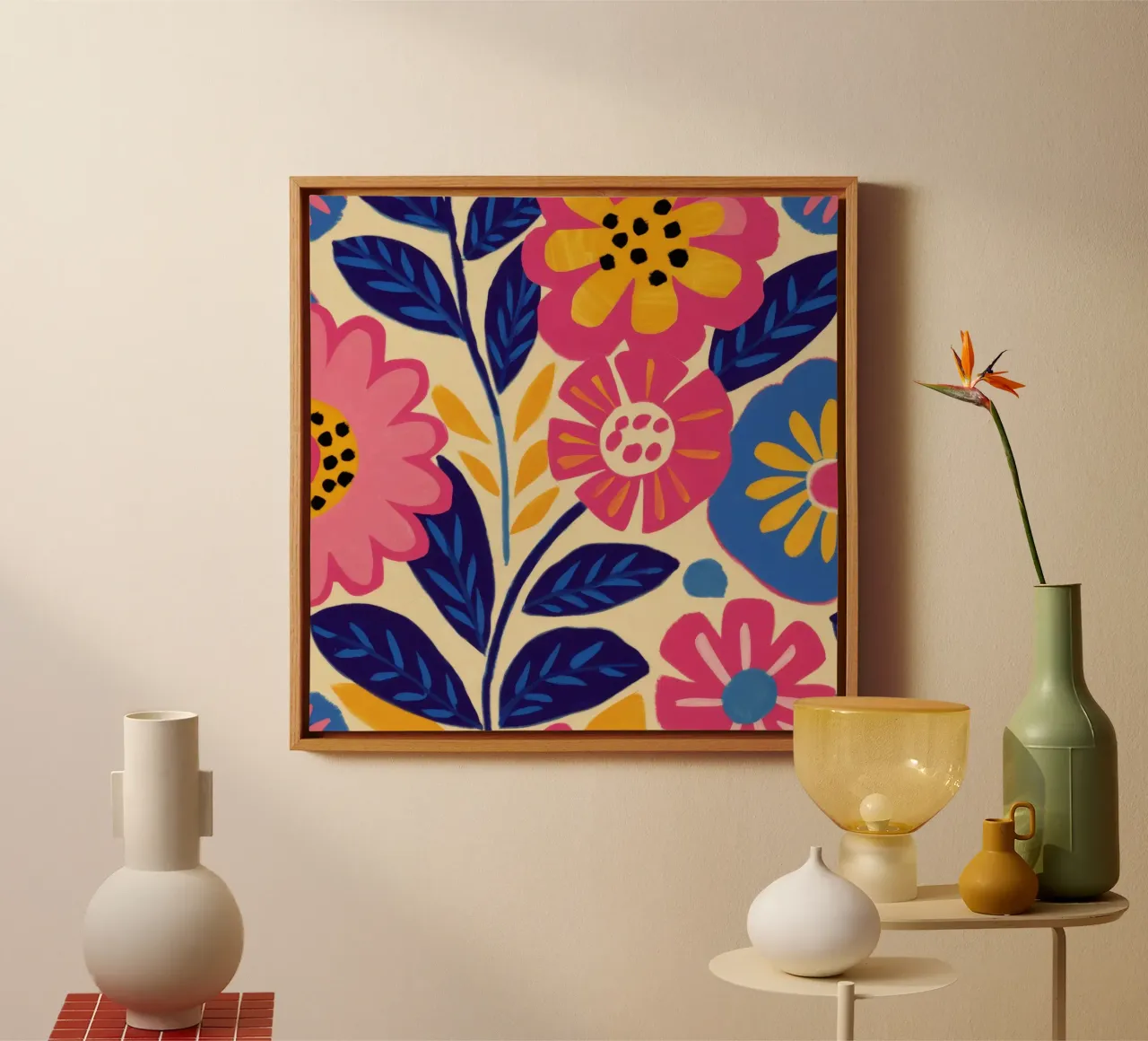 El poder de las flores lienzo con Marco flotante de Lyra Glaze
