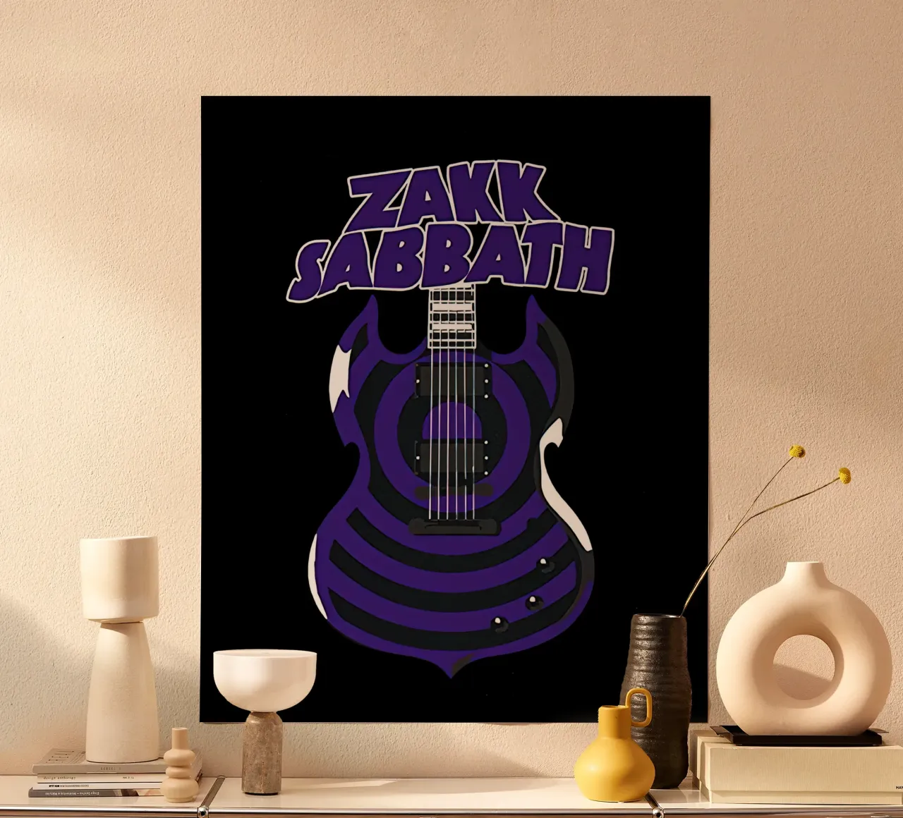 Chitarra viola Zakk Sabbath Tour poster con telaio in legno da andrea boceli