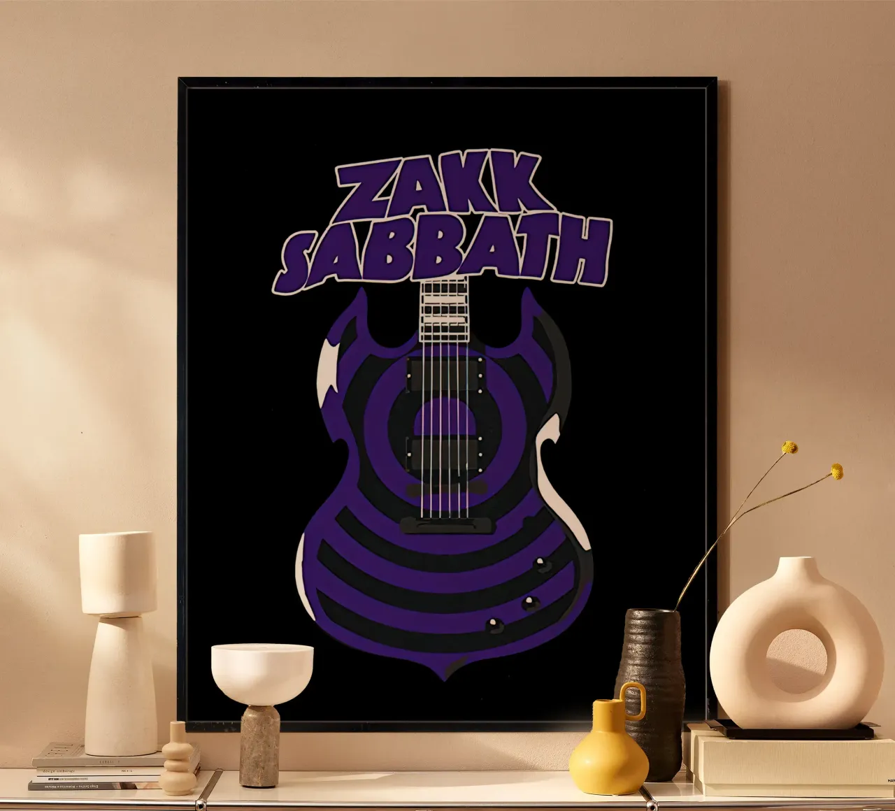 Chitarra viola Zakk Sabbath Tour poster con telaio in legno da andrea boceli