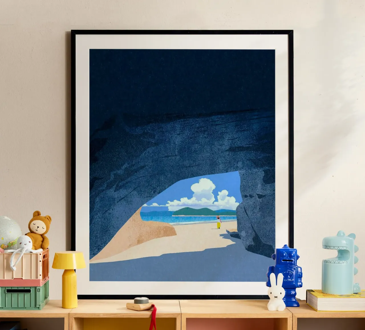 sunlight person shoreline poster con telaio in plastica da mip of map