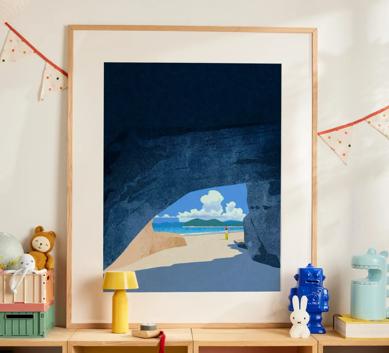 sunlight person shoreline poster con telaio in plastica da mip of map