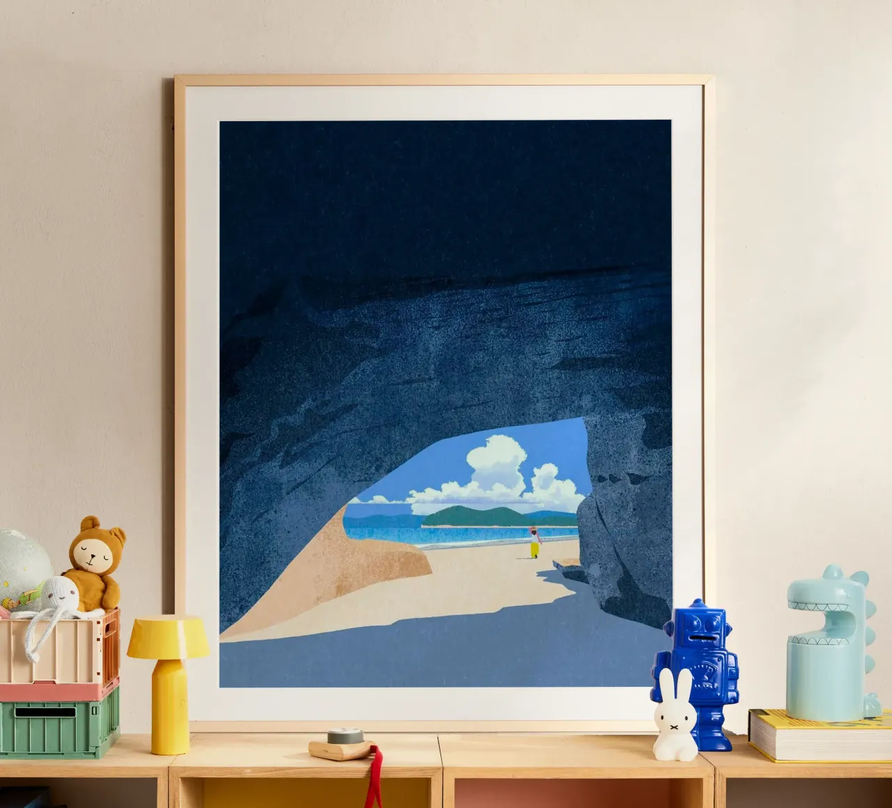 sunlight person shoreline poster con telaio in plastica da mip of map