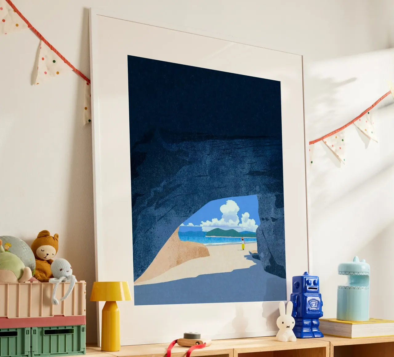 sunlight person shoreline poster con telaio in plastica da mip of map