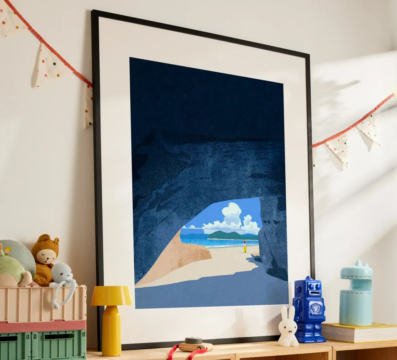 sunlight person shoreline poster con telaio in plastica da mip of map