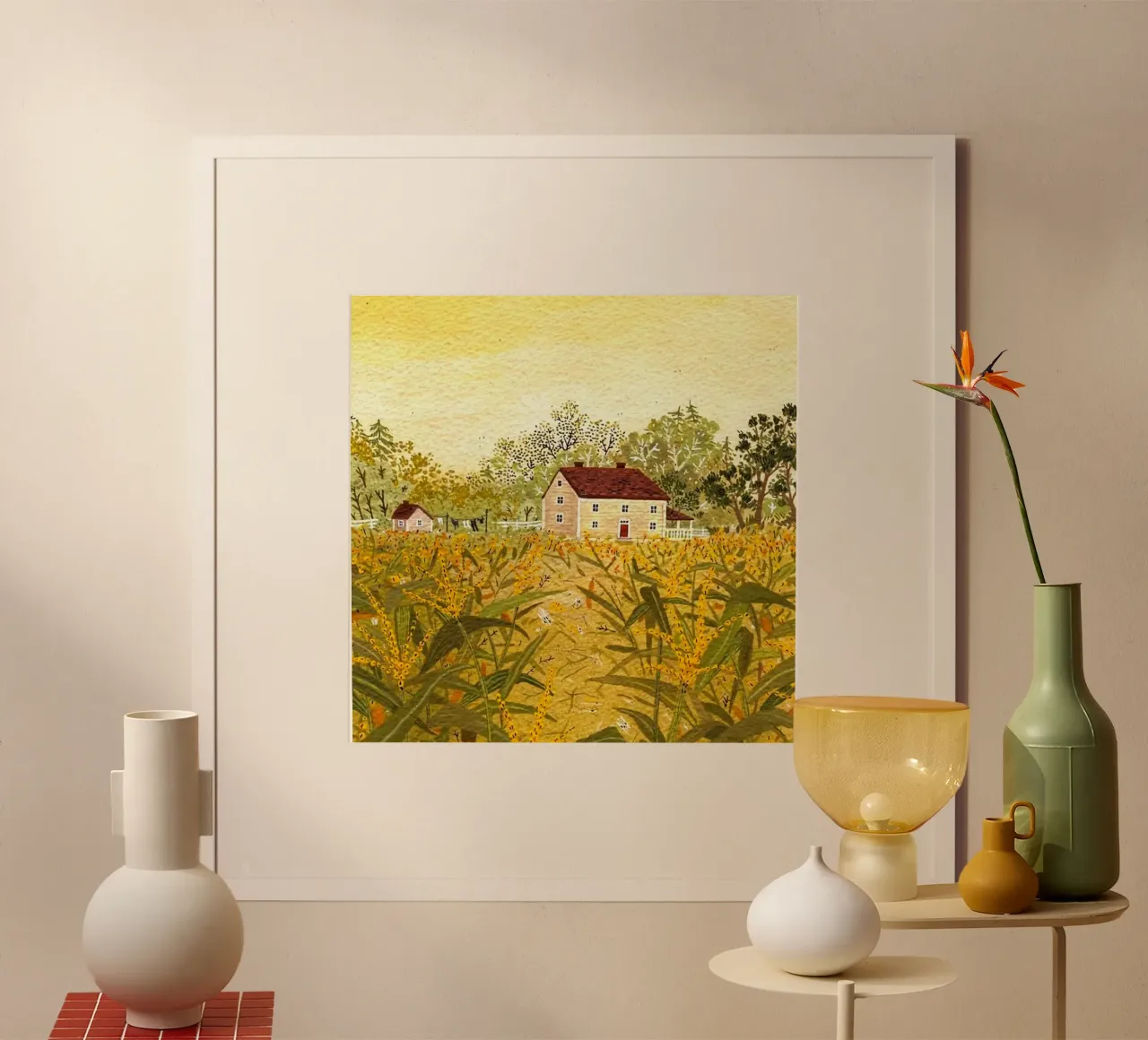 rustic countryside poster con telaio in legno da mip of map
