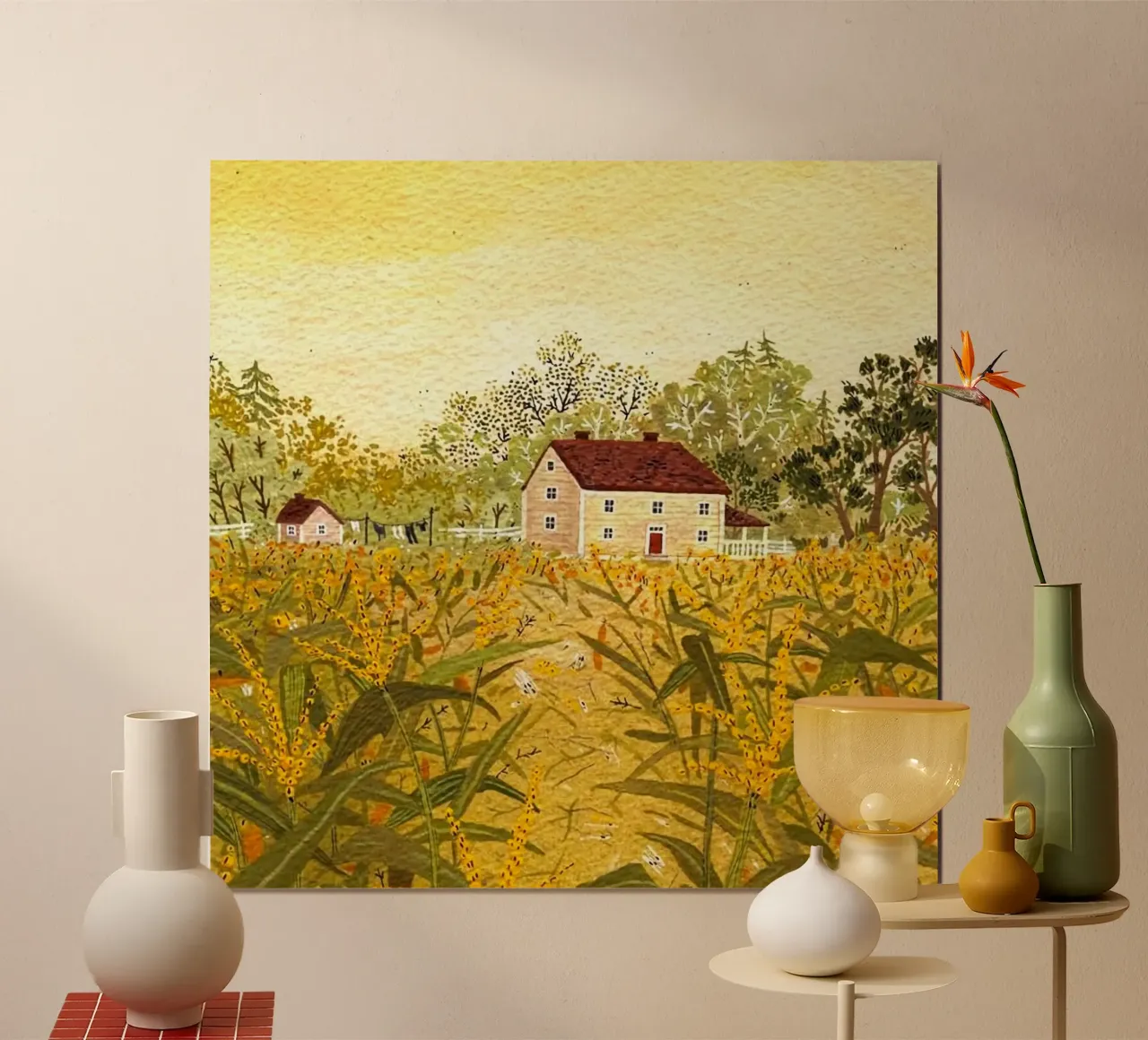 rustic countryside poster con telaio in legno da mip of map