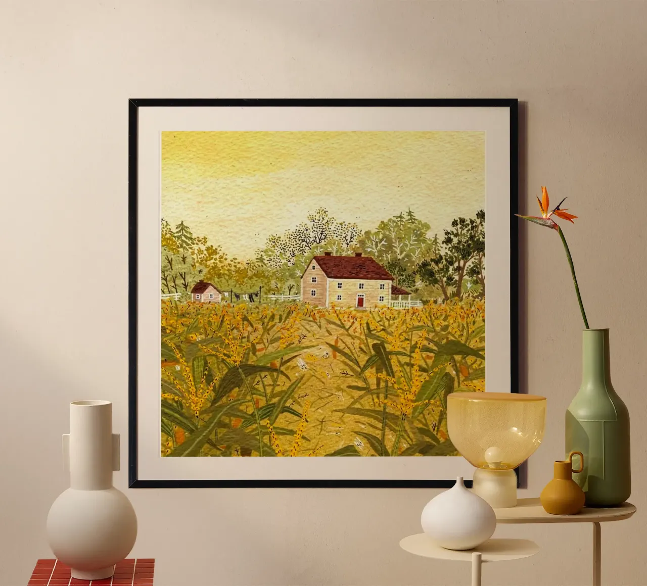 rustic countryside poster con telaio in legno da mip of map