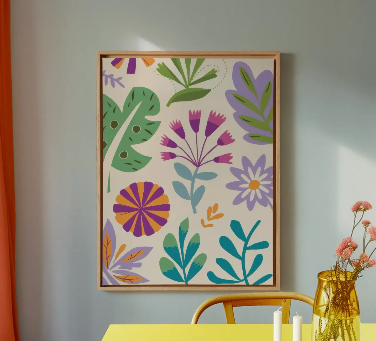 Zachte botanische weving canvas met Baklijst van Autumn Season