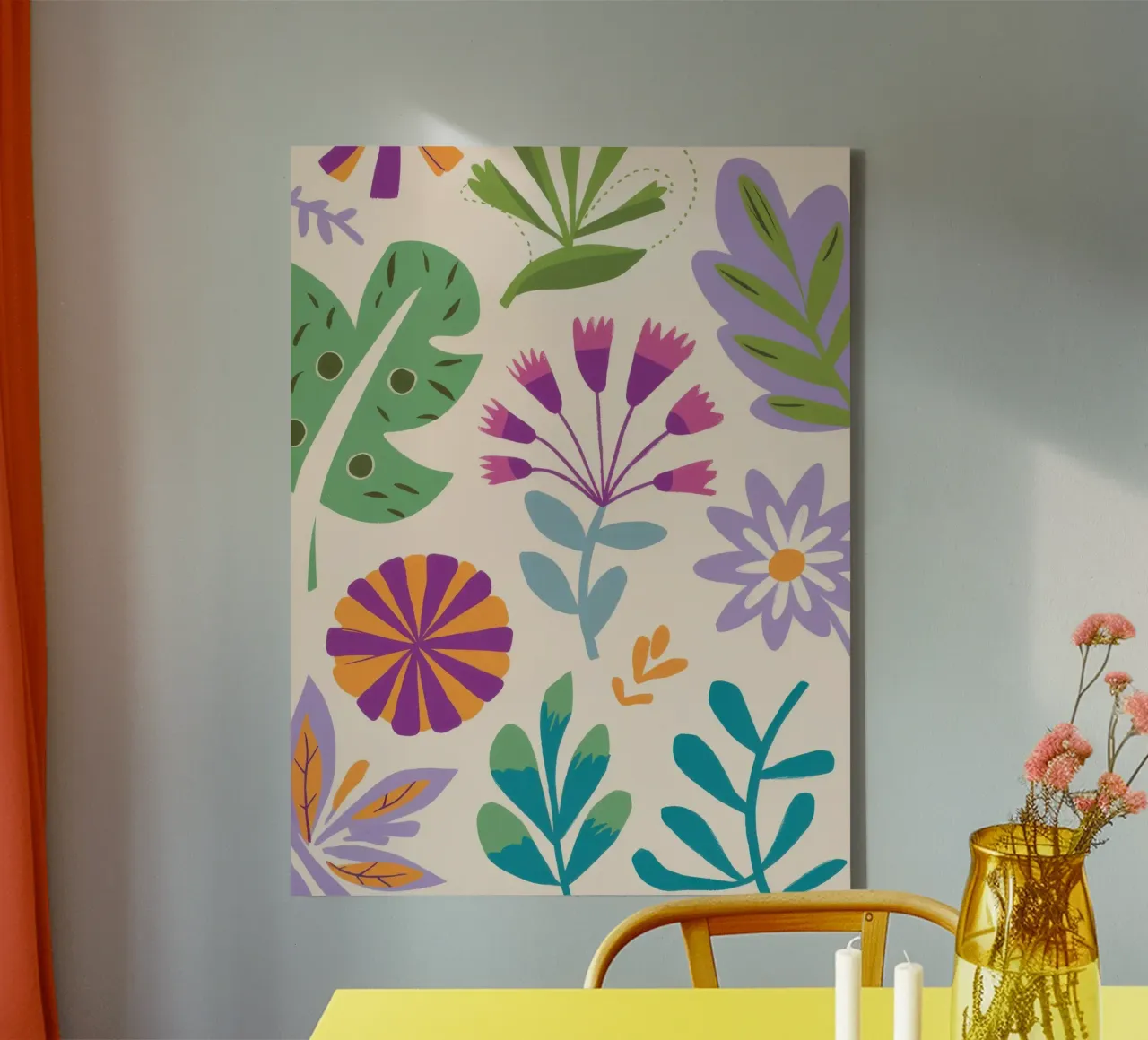 Zachte botanische weving canvas met Baklijst van Autumn Season