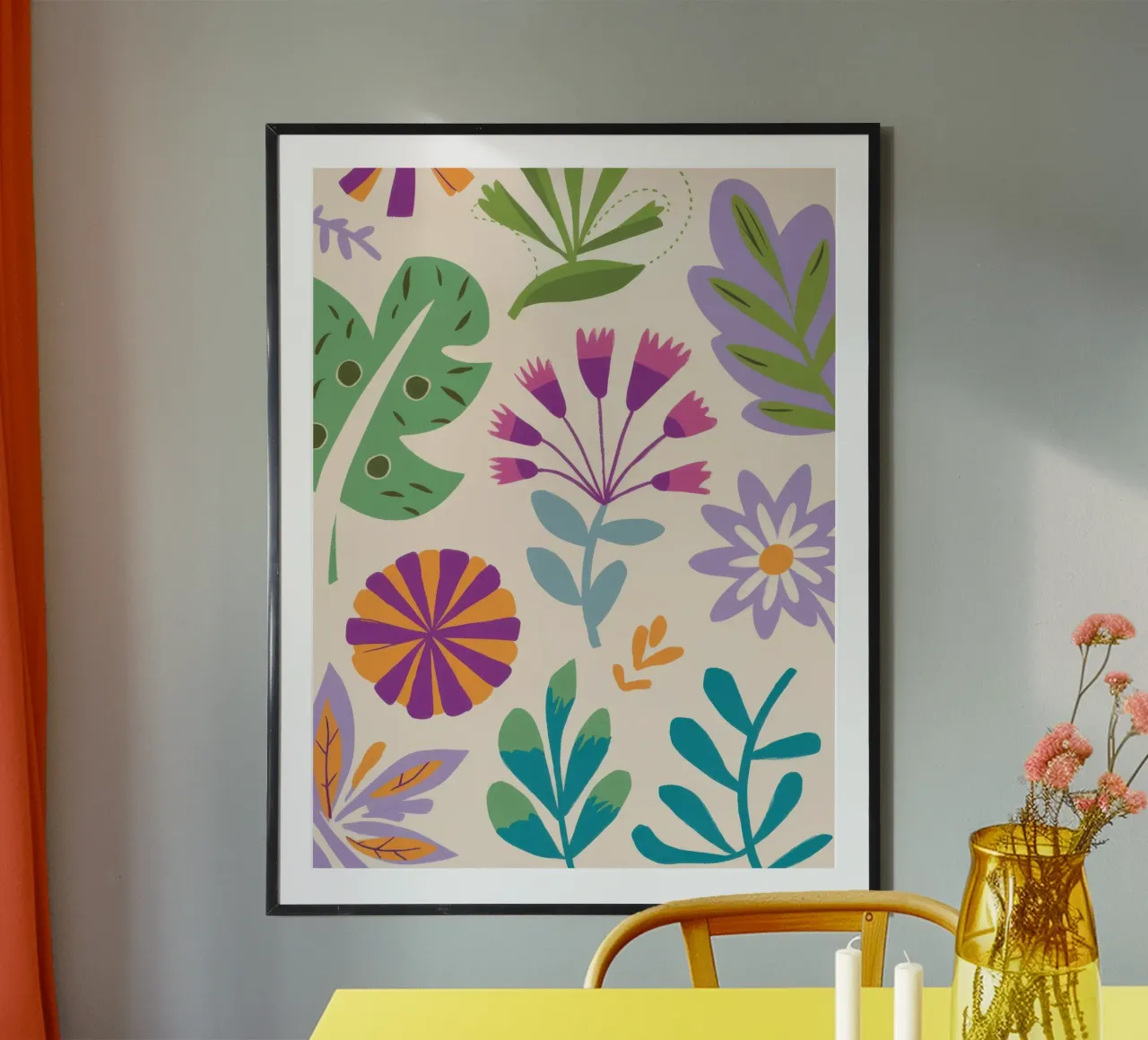 Zachte botanische weving poster met houten frame van Autumn Season