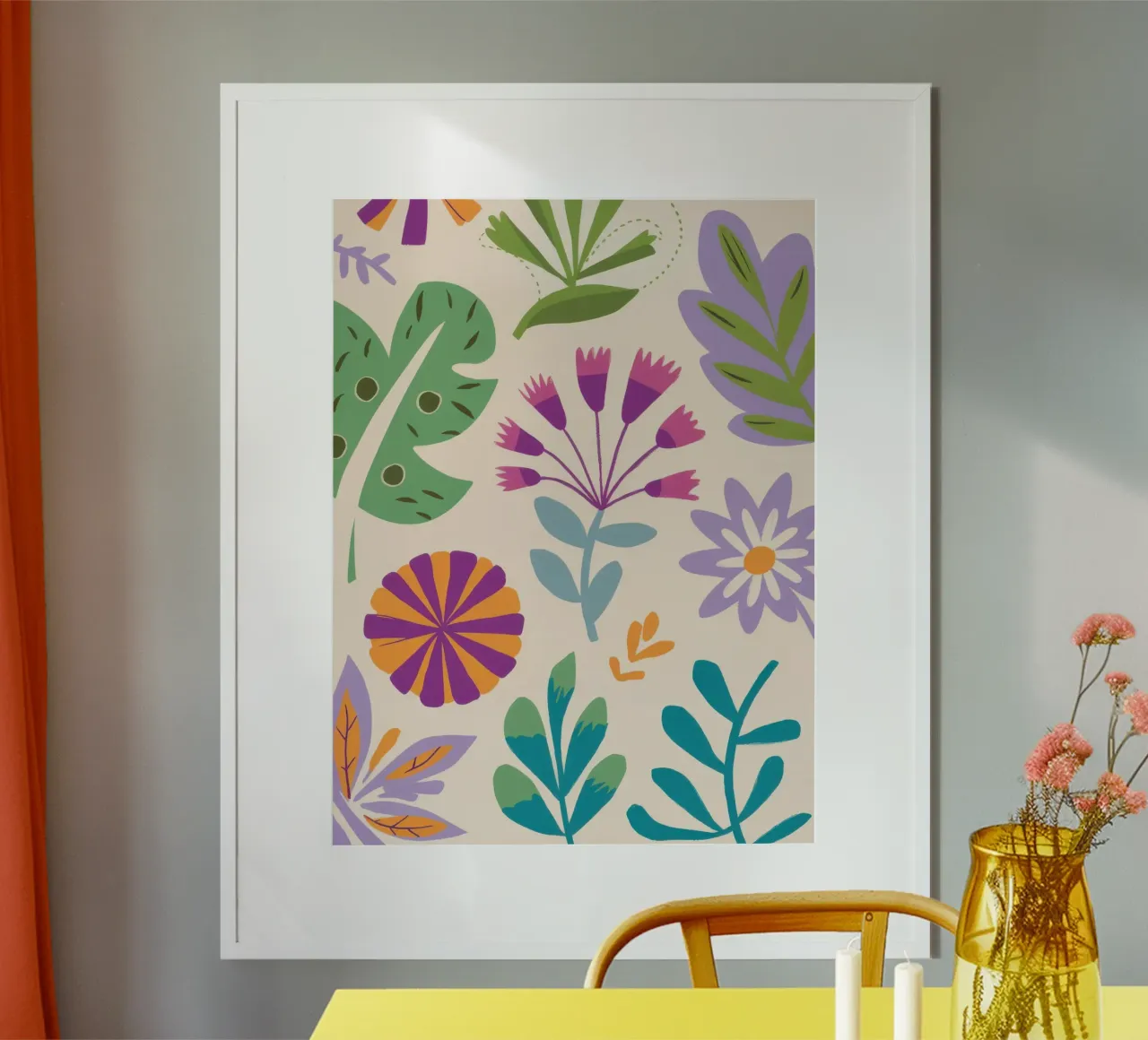Zachte botanische weving poster met houten frame van Autumn Season