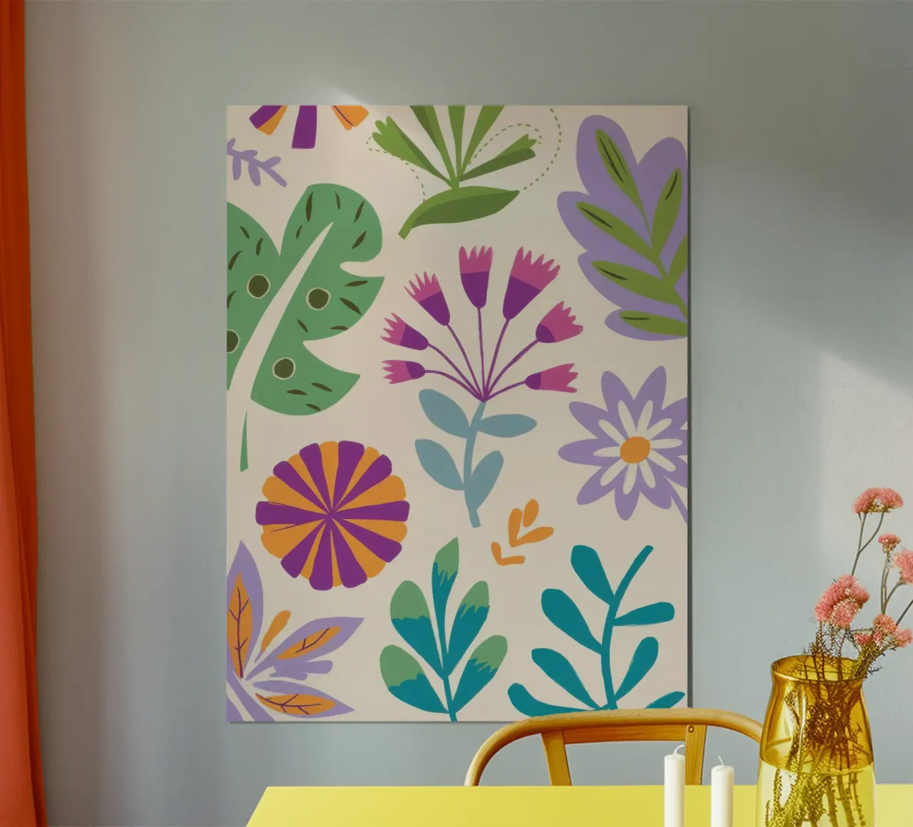 Zachte botanische weving poster met houten frame van Autumn Season