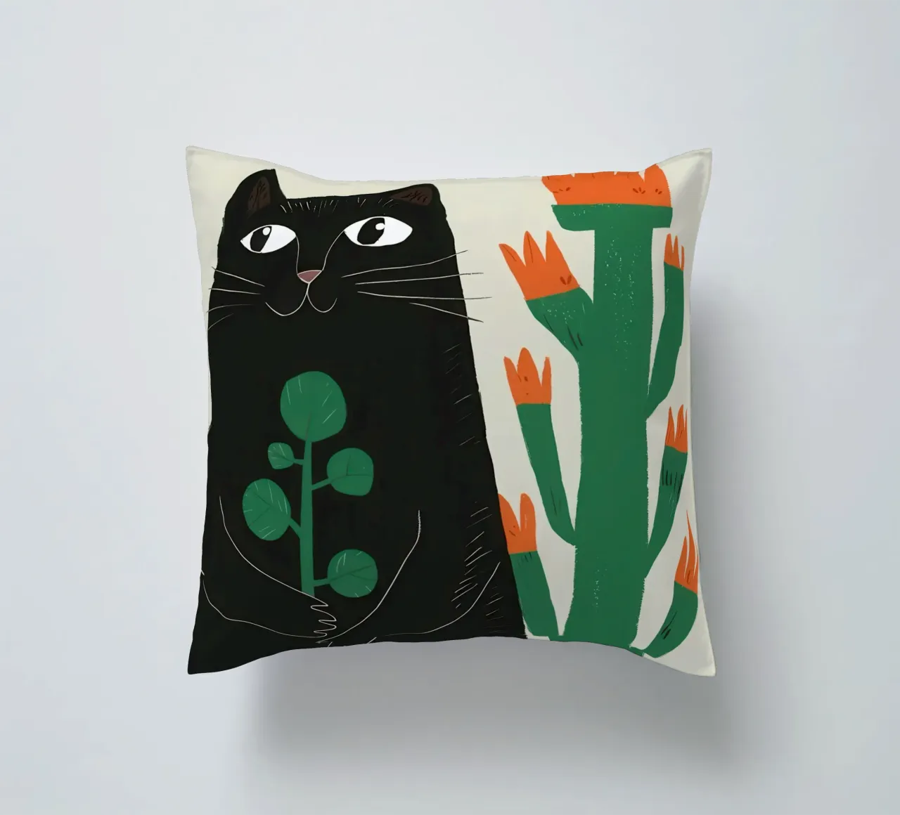 Gatti neri e cactus cuscino da Lyra Glaze