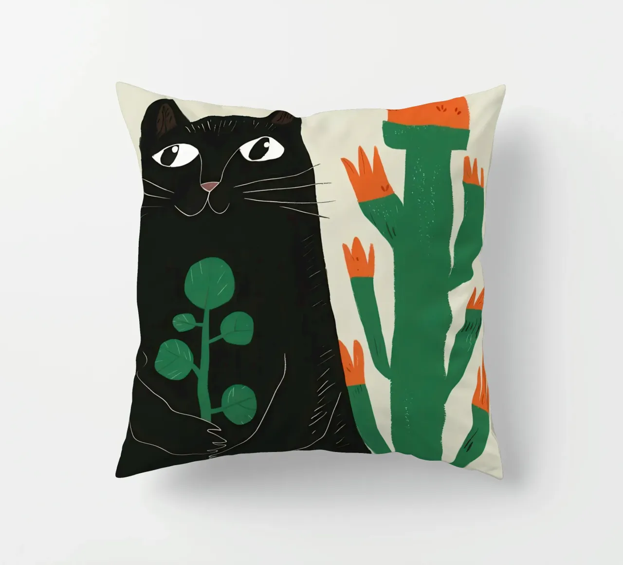 Gatti neri e cactus cuscino da Lyra Glaze
