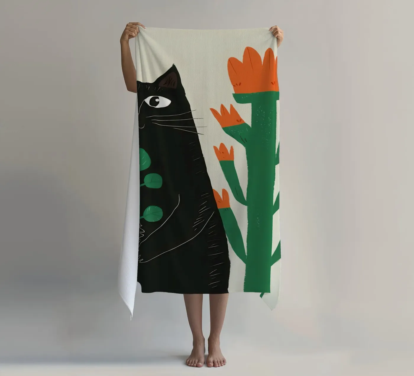 Gatti neri e cactus telo mare da Lyra Glaze