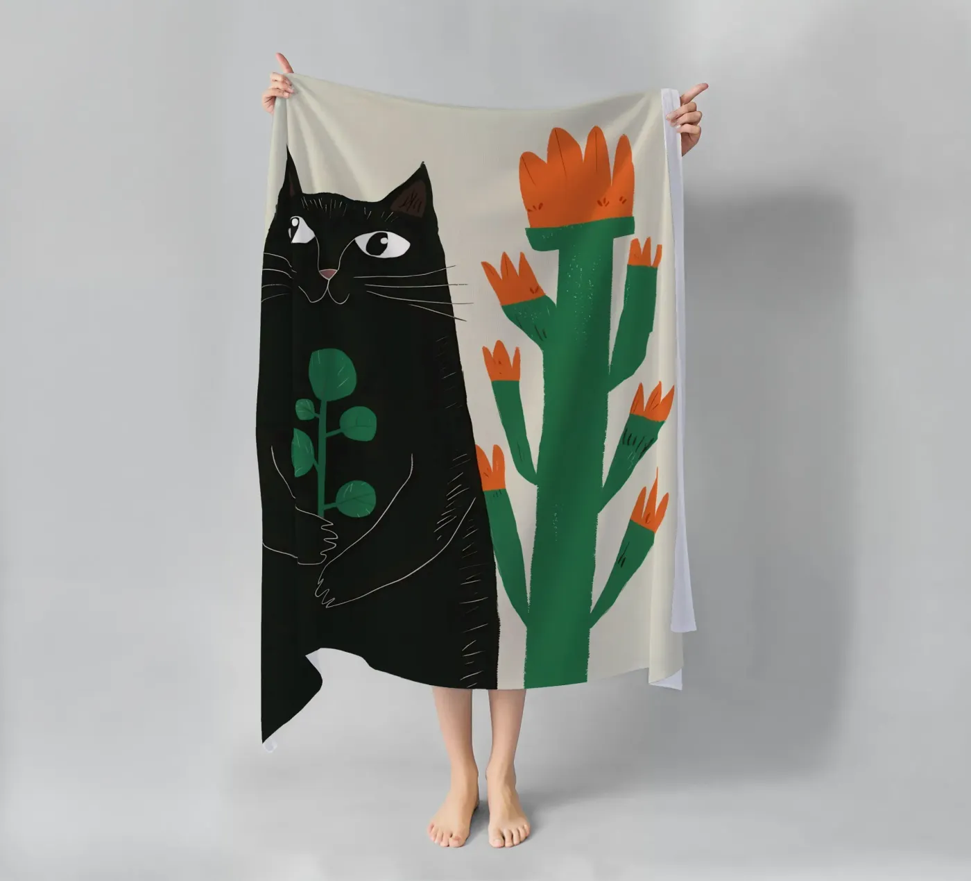 Gatti neri e cactus telo mare da Lyra Glaze