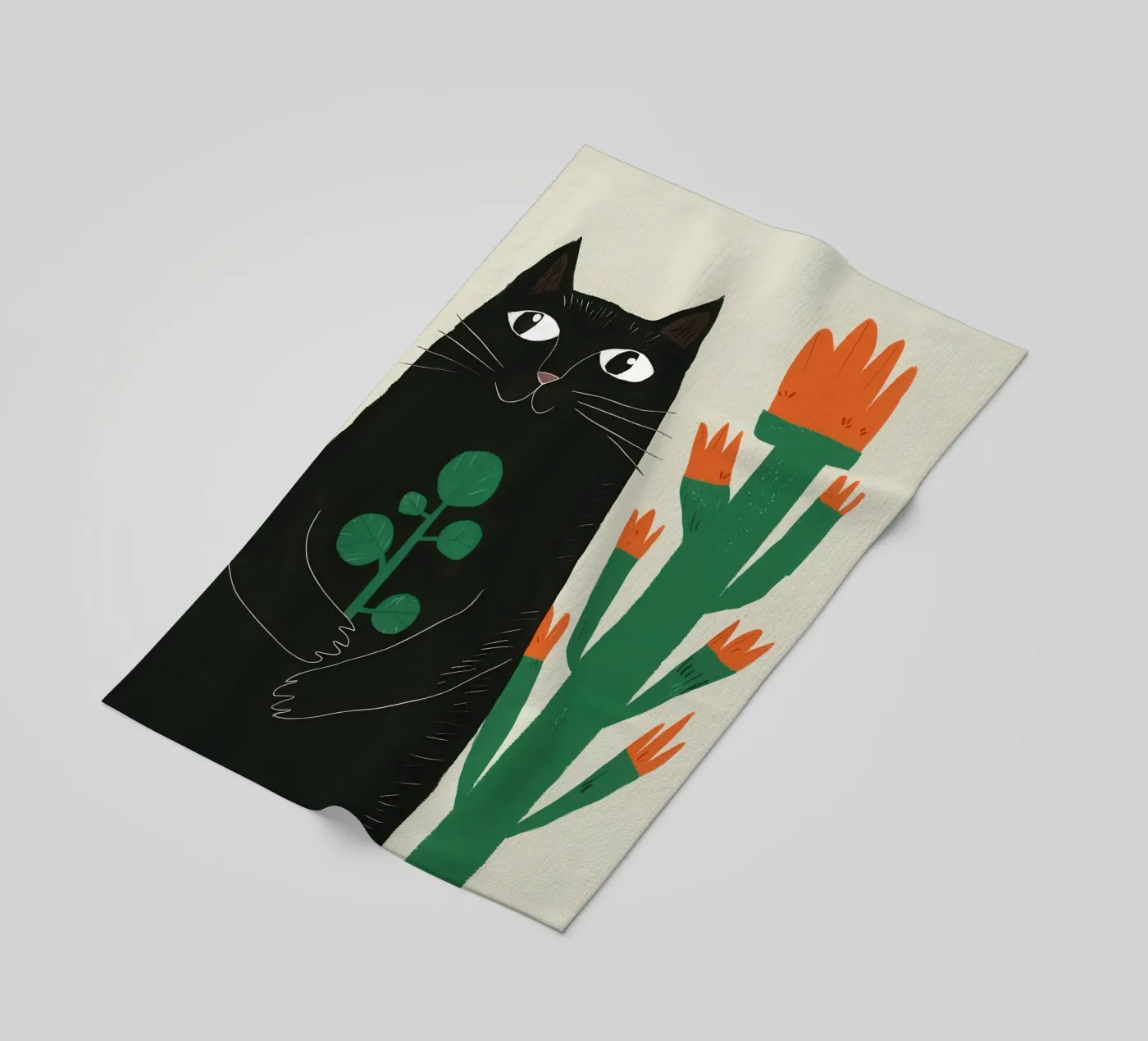 Gatti neri e cactus telo mare da Lyra Glaze