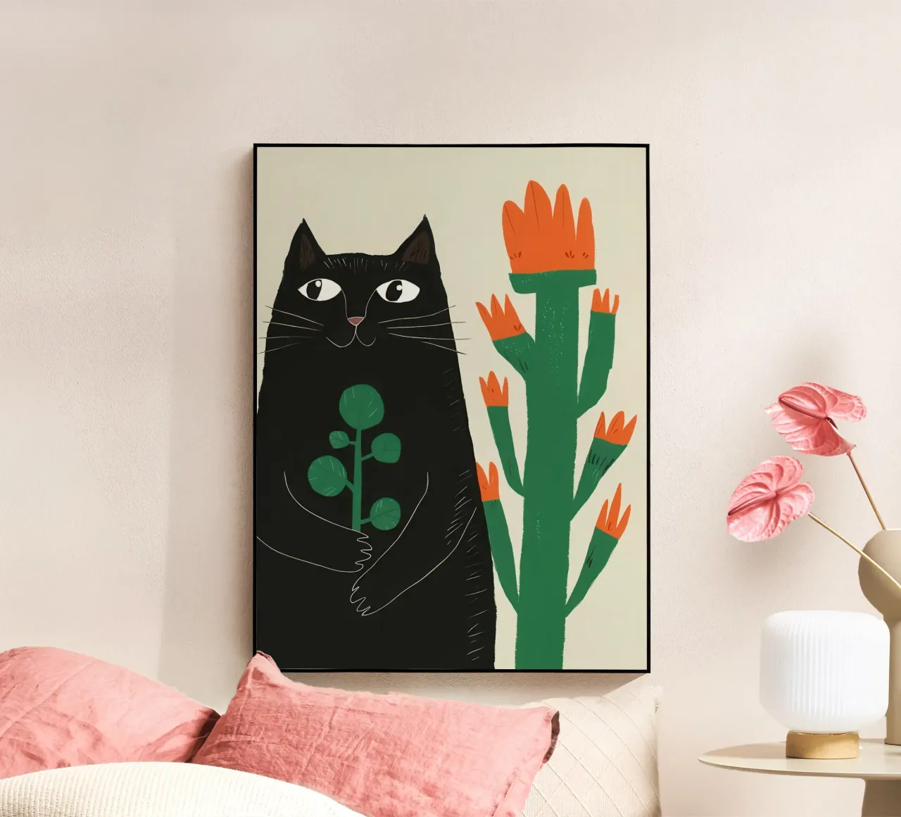 Gatti neri e cactus plexiglass da Lyra Glaze