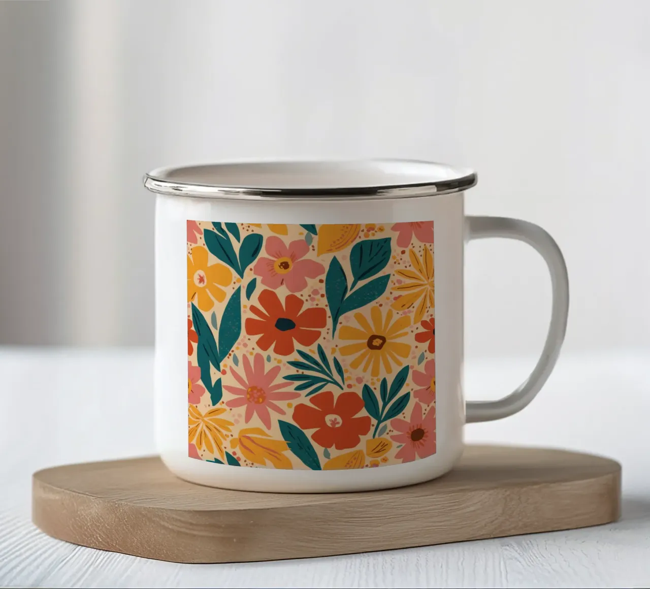 Caldo floreale retrò tazza in smalto da Lyra Glaze