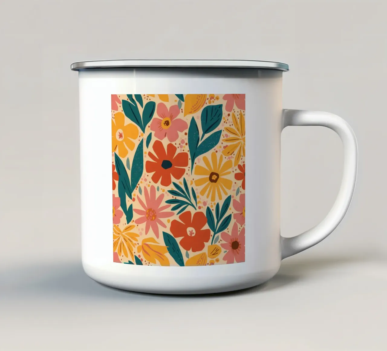 Caldo floreale retrò tazza in smalto da Lyra Glaze