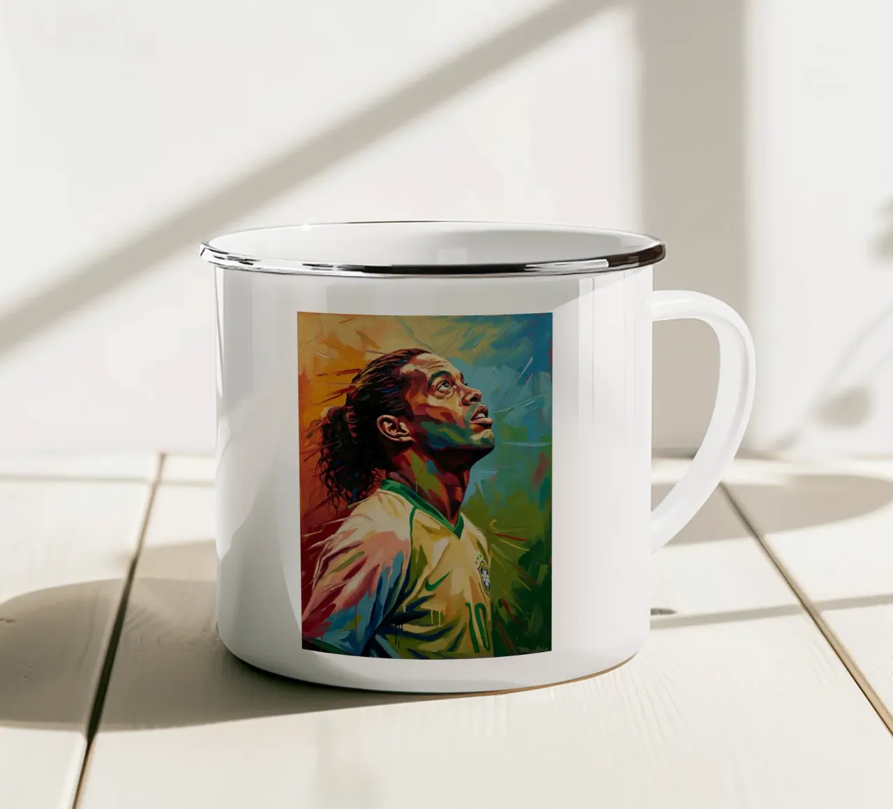 Ronaldinho astratto colorato pop art tazza in smalto da Lembayung art