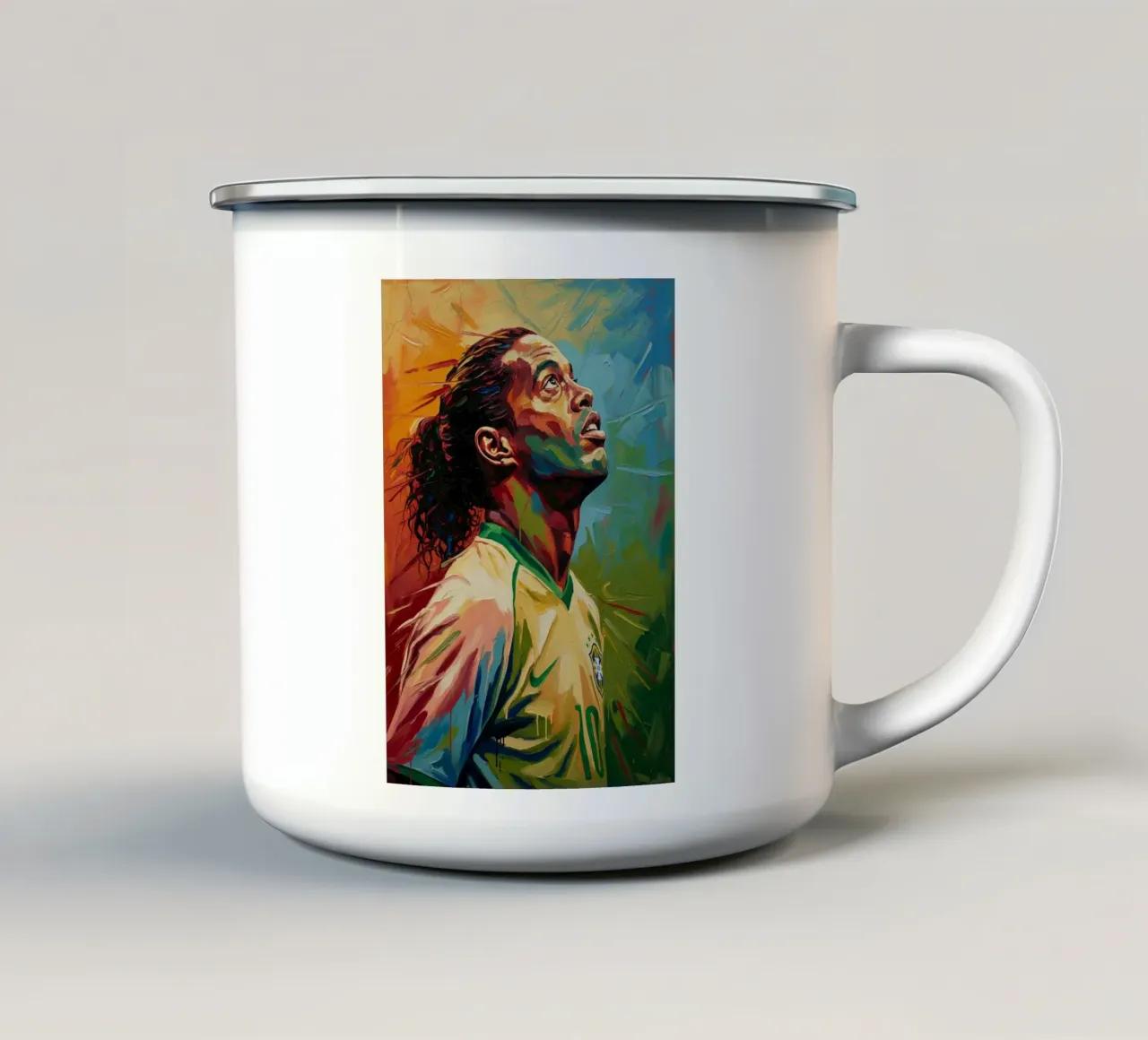 Ronaldinho astratto colorato pop art tazza in smalto da Lembayung art