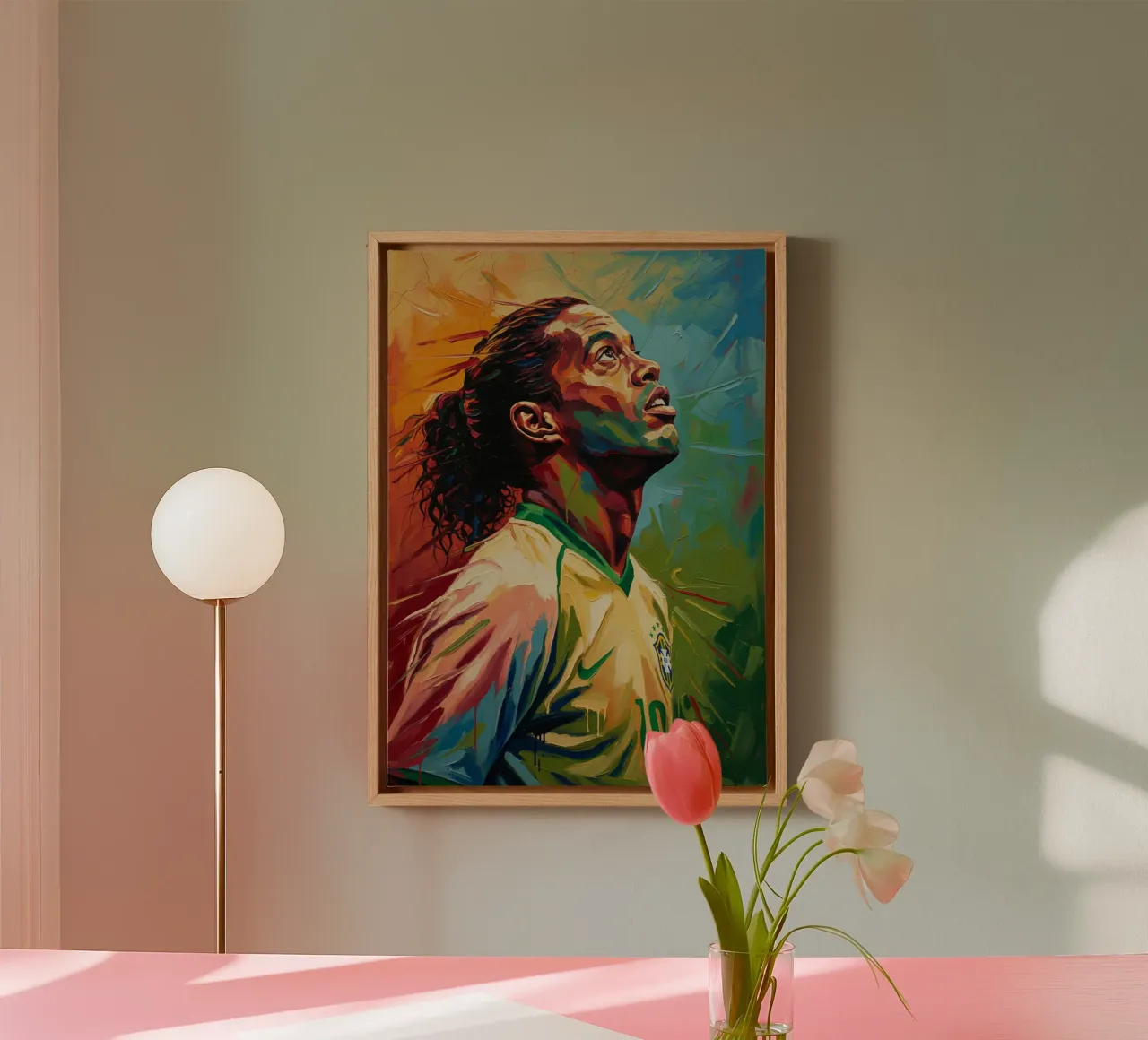 Ronaldinho abstracte kleurrijke pop-art canvas met Baklijst van Lembayung art