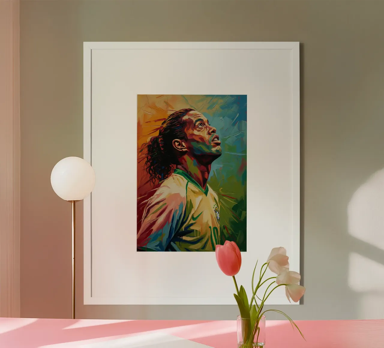 Ronaldinho astratto colorato pop art poster con telaio in plastica da Lembayung art