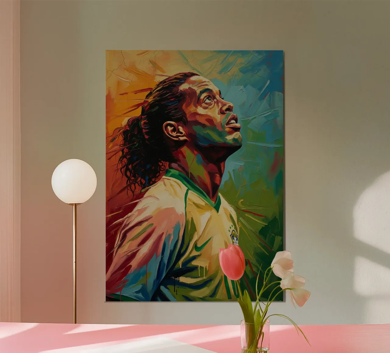 Ronaldinho astratto colorato pop art poster con telaio in plastica da Lembayung art