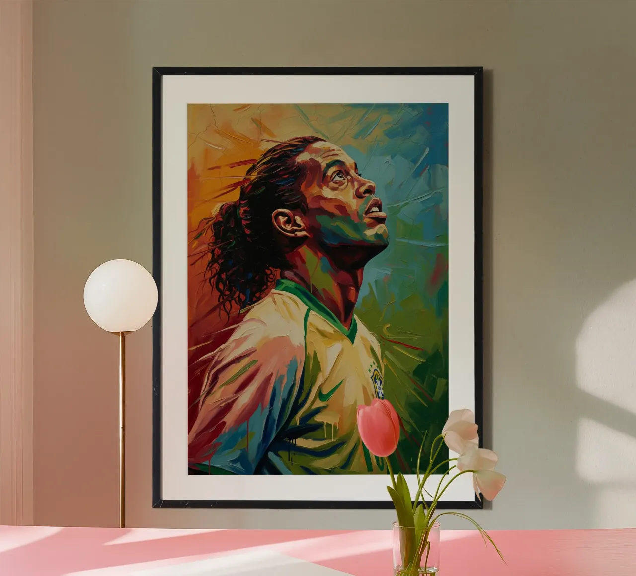 Ronaldinho astratto colorato pop art poster con telaio in plastica da Lembayung art