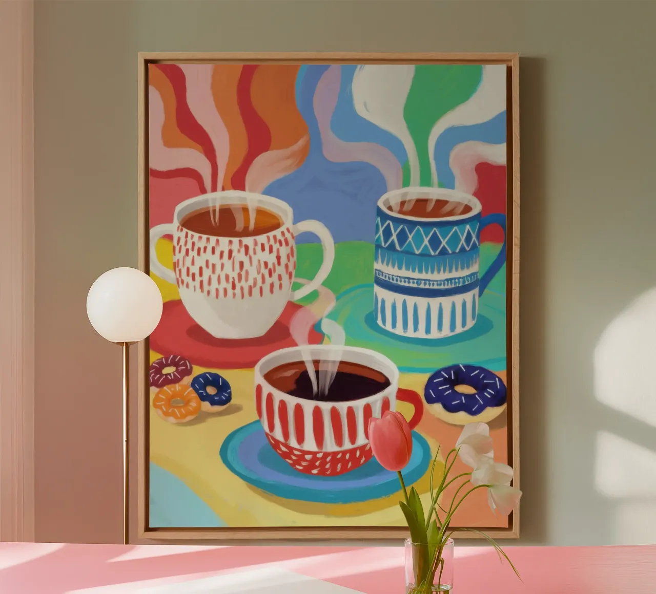 Psychedelisches Morgengebräu Leinwand mit Schattenfugenrahmen von Autumn Season