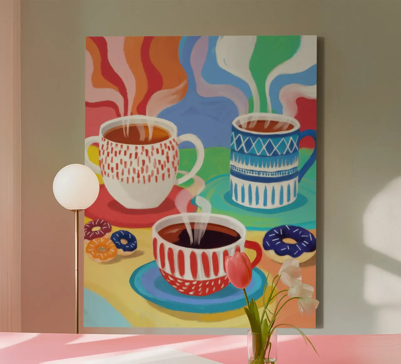 Psychedelisches Morgengebräu Leinwand mit Schattenfugenrahmen von Autumn Season