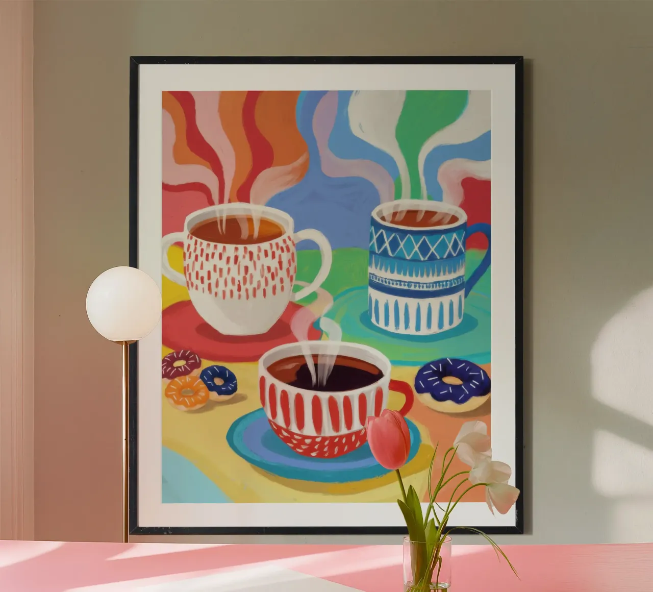 Infuso mattutino psichedelico poster con telaio in alluminio da Autumn Season