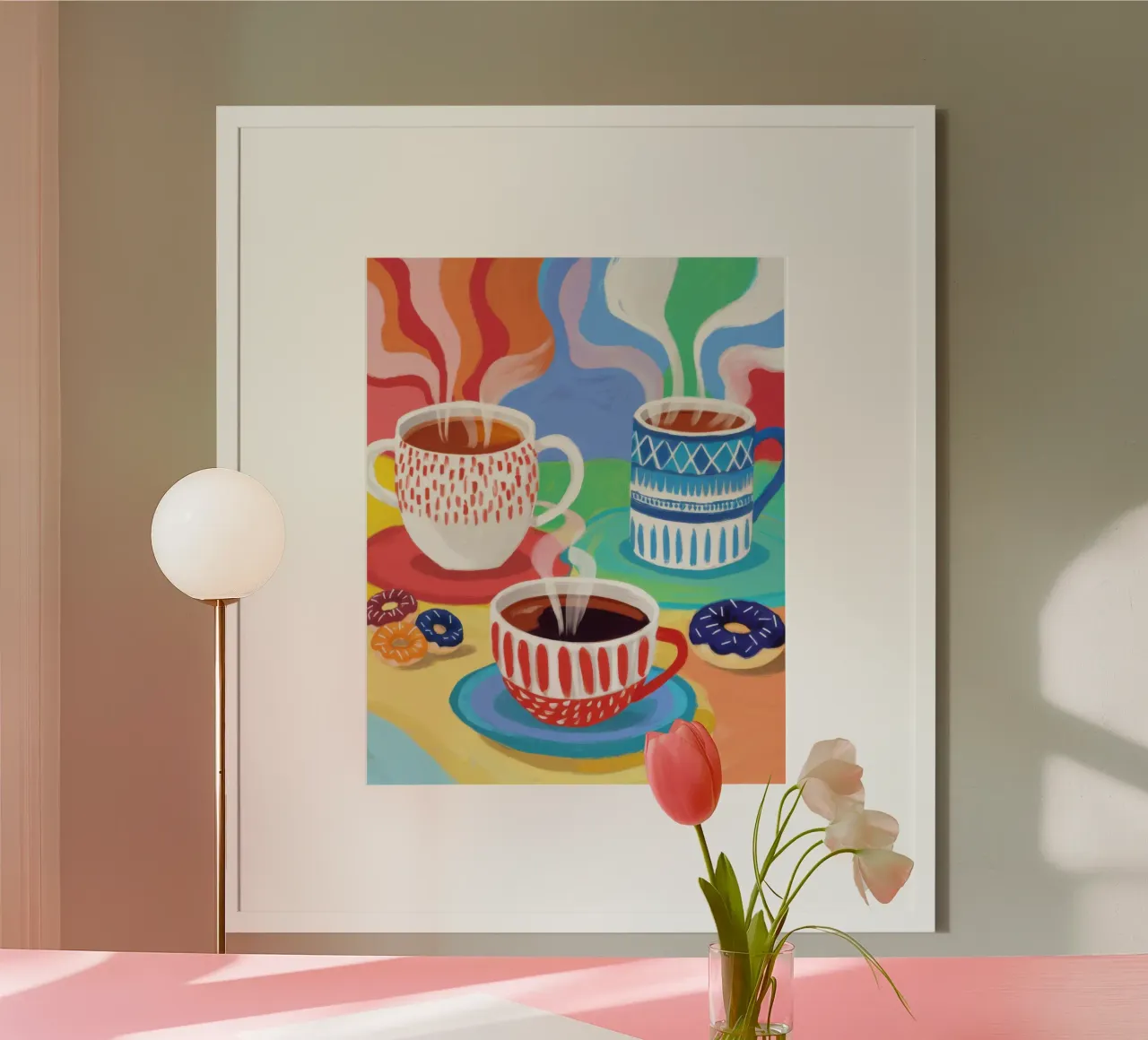 Infuso mattutino psichedelico poster con telaio in alluminio da Autumn Season