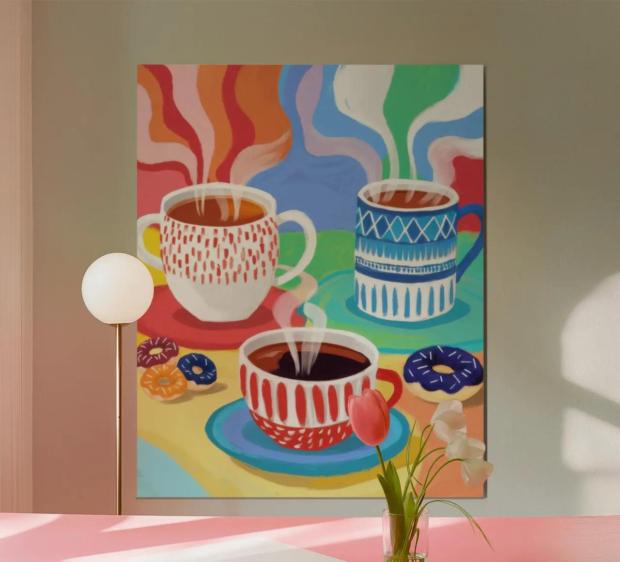 Infuso mattutino psichedelico poster con telaio in alluminio da Autumn Season