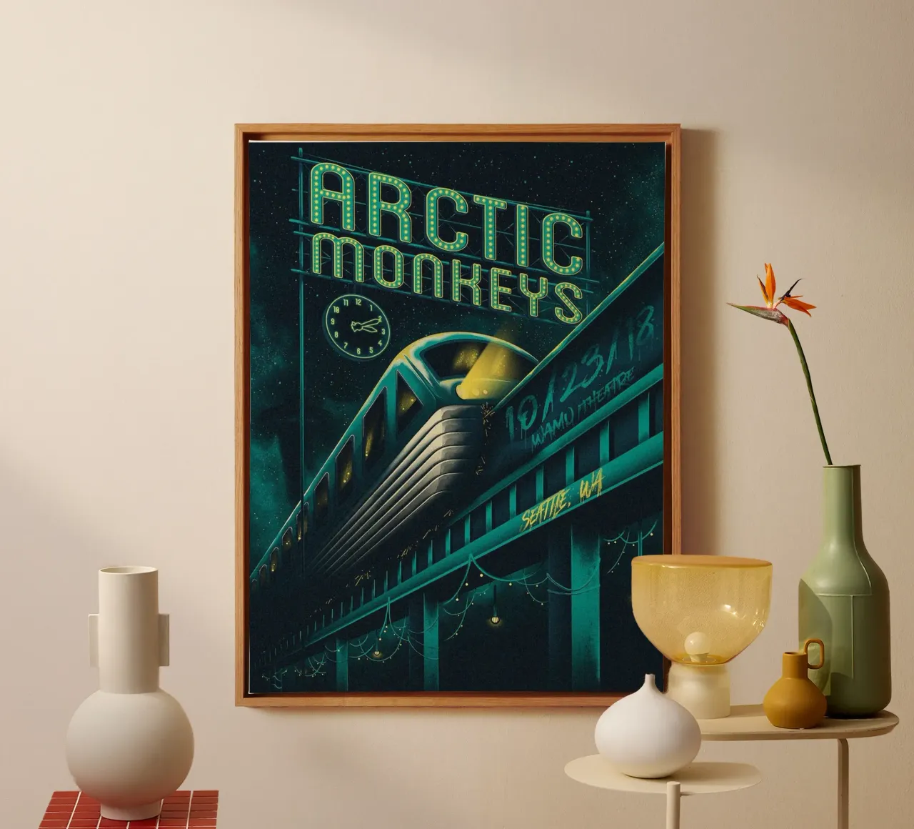 Spinning Records and Moonlight canvas with Floater frame by piareto