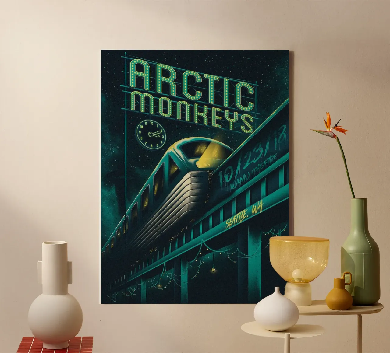 Spinning Records and Moonlight canvas with Floater frame by piareto