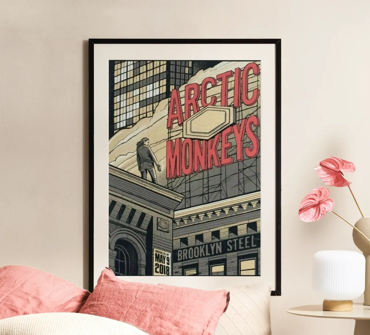 Sigarette d'argento sotto la pioggia poster con telaio in legno da piareto