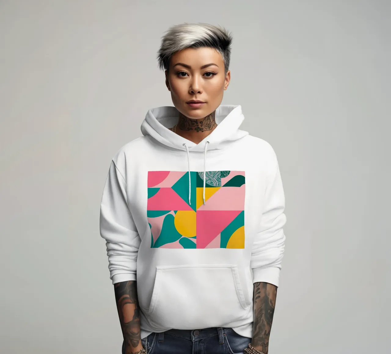 Geometric Abstract with Circular and Triangular Forms hoodie by DesignDoodle
