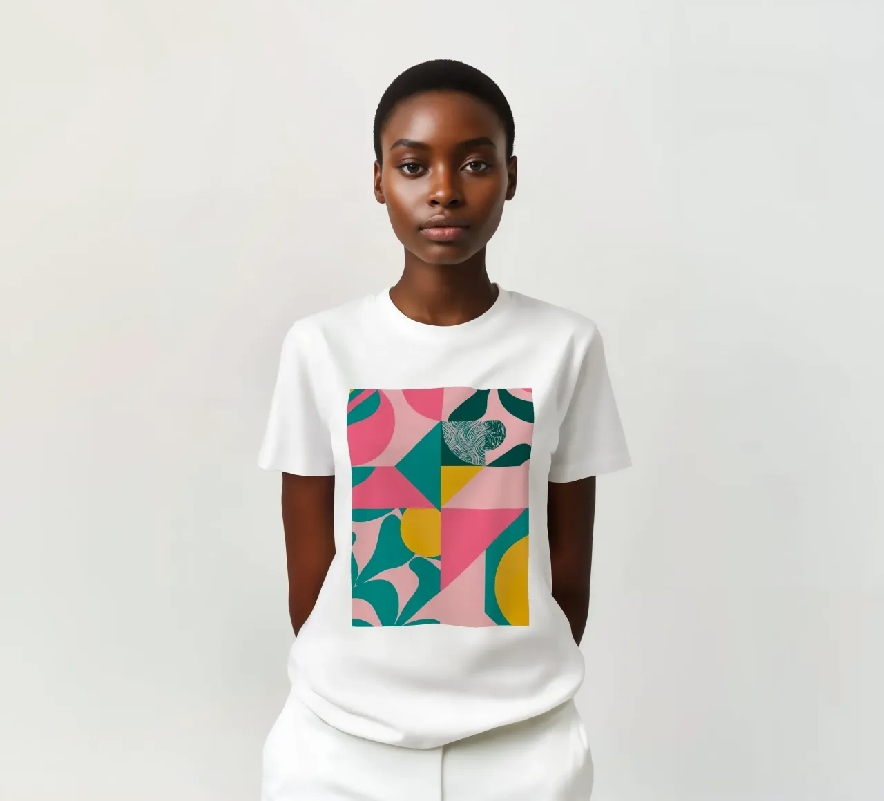 Geometric Abstract with Circular and Triangular Forms t-shirt by DesignDoodle
