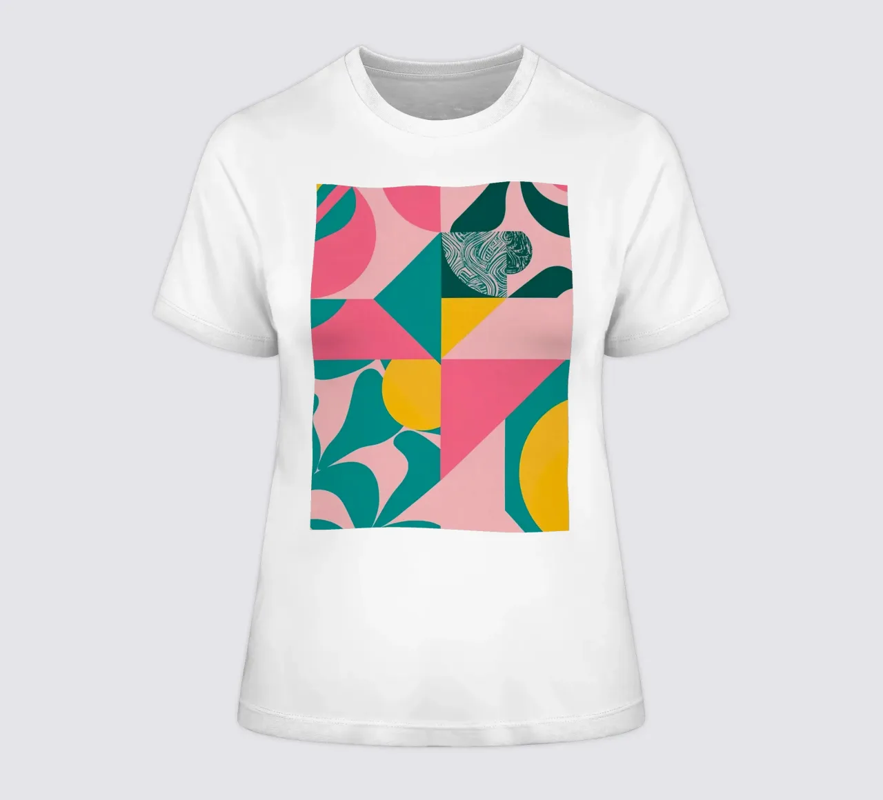 Geometric Abstract with Circular and Triangular Forms women's fitted t-shirt by DesignDoodle