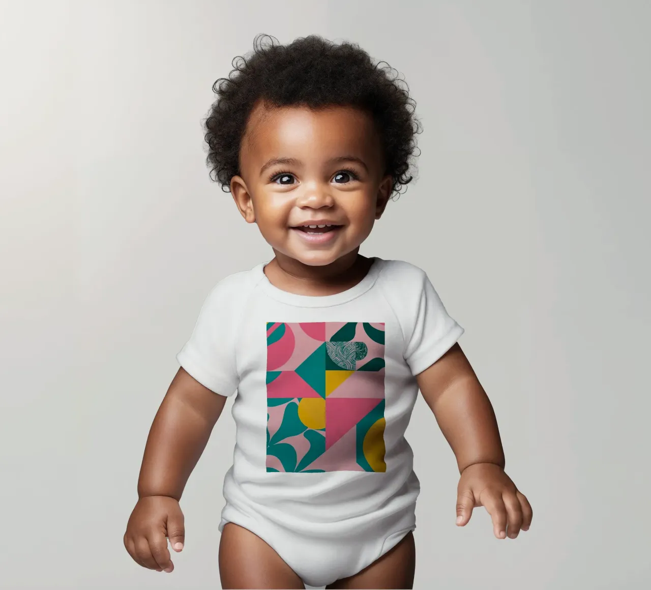 Astratto geometrico con forme circolari e triangolari body neonato maniche corte da DesignDoodle