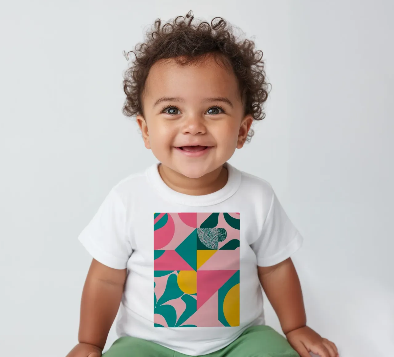 Geometric Abstract with Circular and Triangular Forms baby t-shirt by DesignDoodle