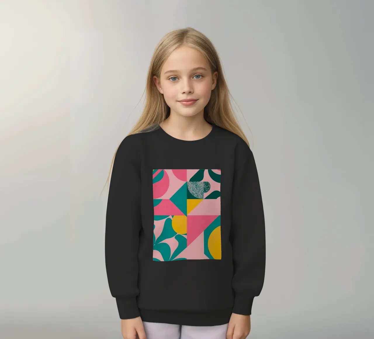 Geometric Abstract with Circular and Triangular Forms kids sweatshirt by DesignDoodle