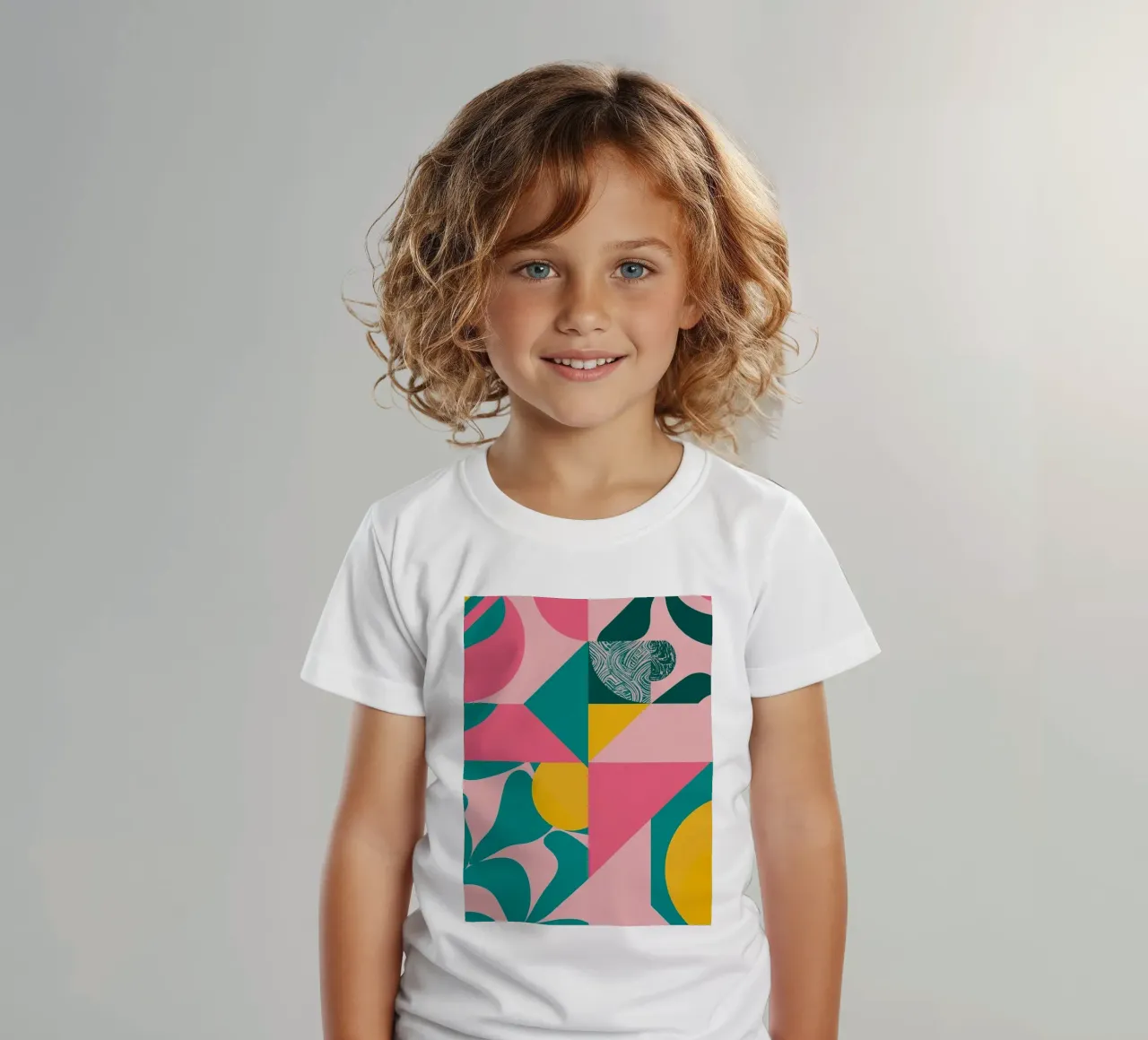 Geometric Abstract with Circular and Triangular Forms kids t-shirt by DesignDoodle