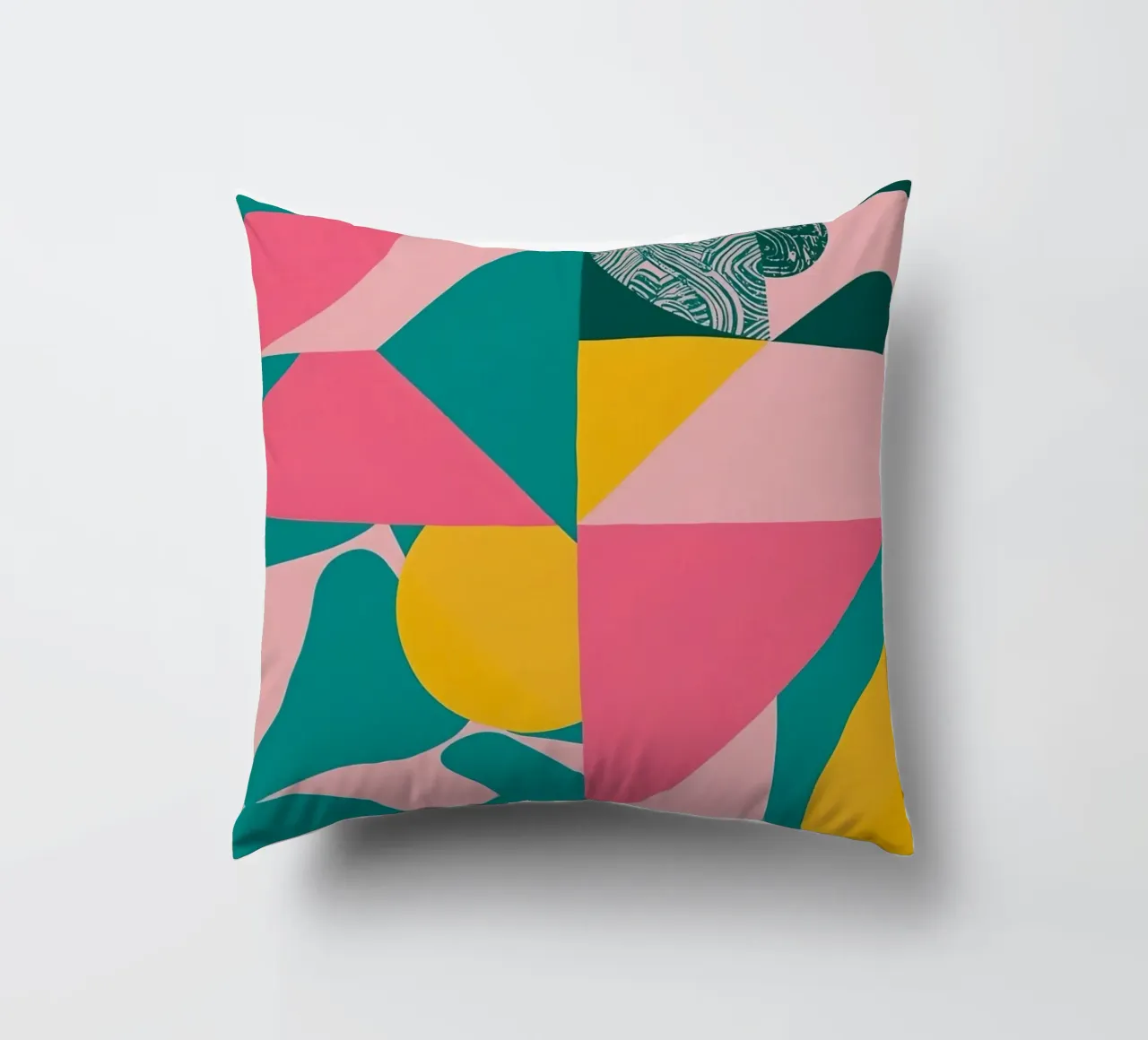 Geometrisch abstract met cirkelvormige en driehoekige vormen kussen van DesignDoodle