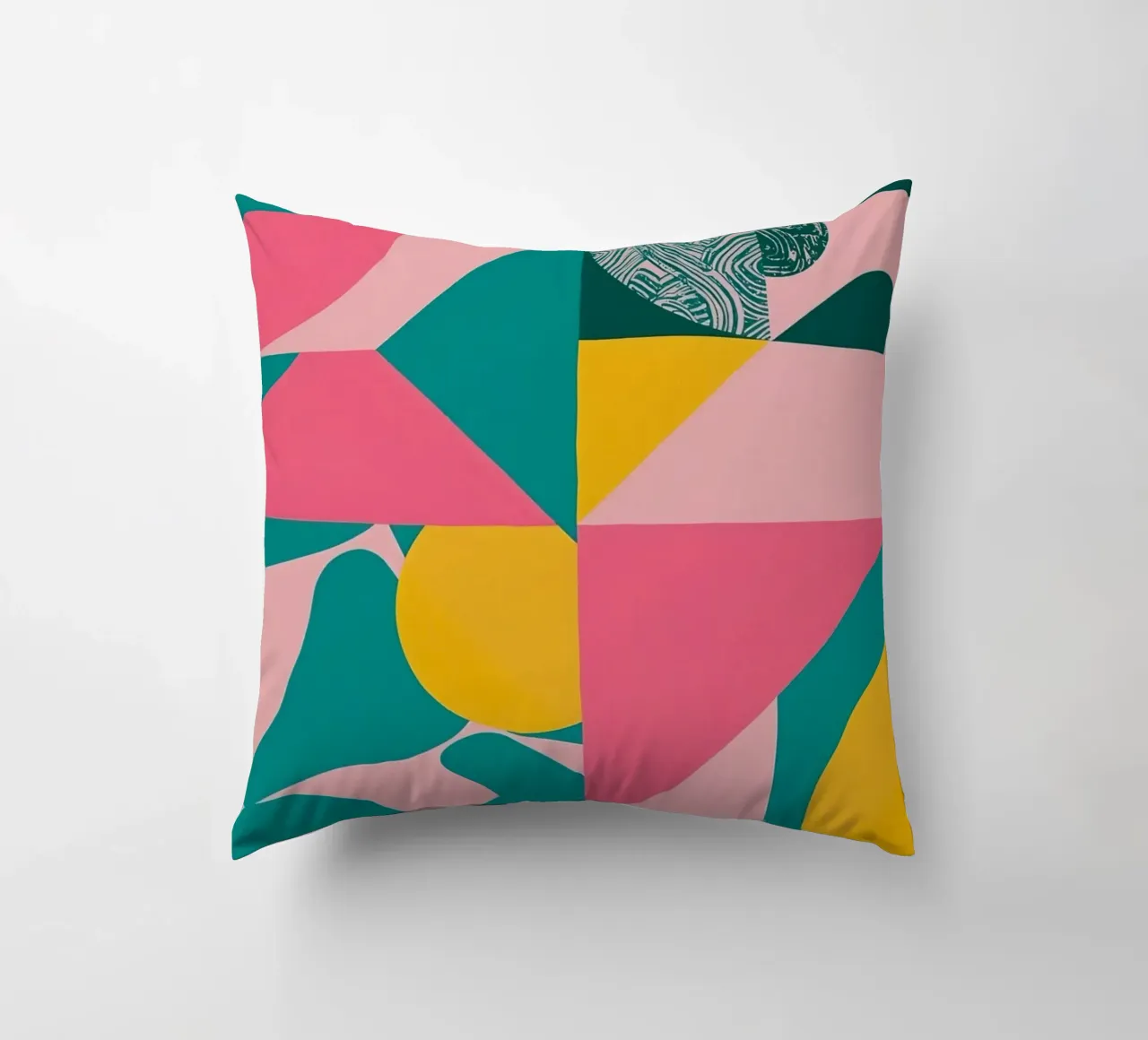 Geometrisch abstract met cirkelvormige en driehoekige vormen kussen van DesignDoodle