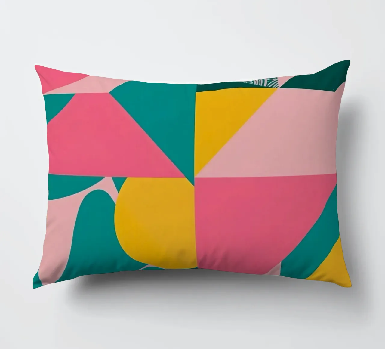 Geometrisch abstract met cirkelvormige en driehoekige vormen kussen van DesignDoodle